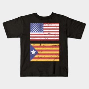 United States Flag & Catalonia Flag Kids T-Shirt